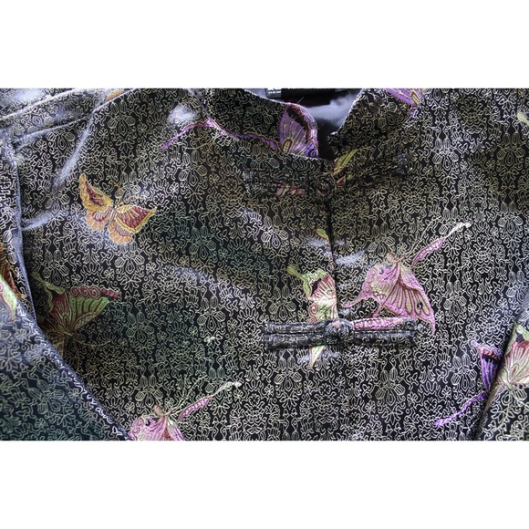 VTG Robert Louis Butterfly Print Silk Jacket M - Picture 4 of 14